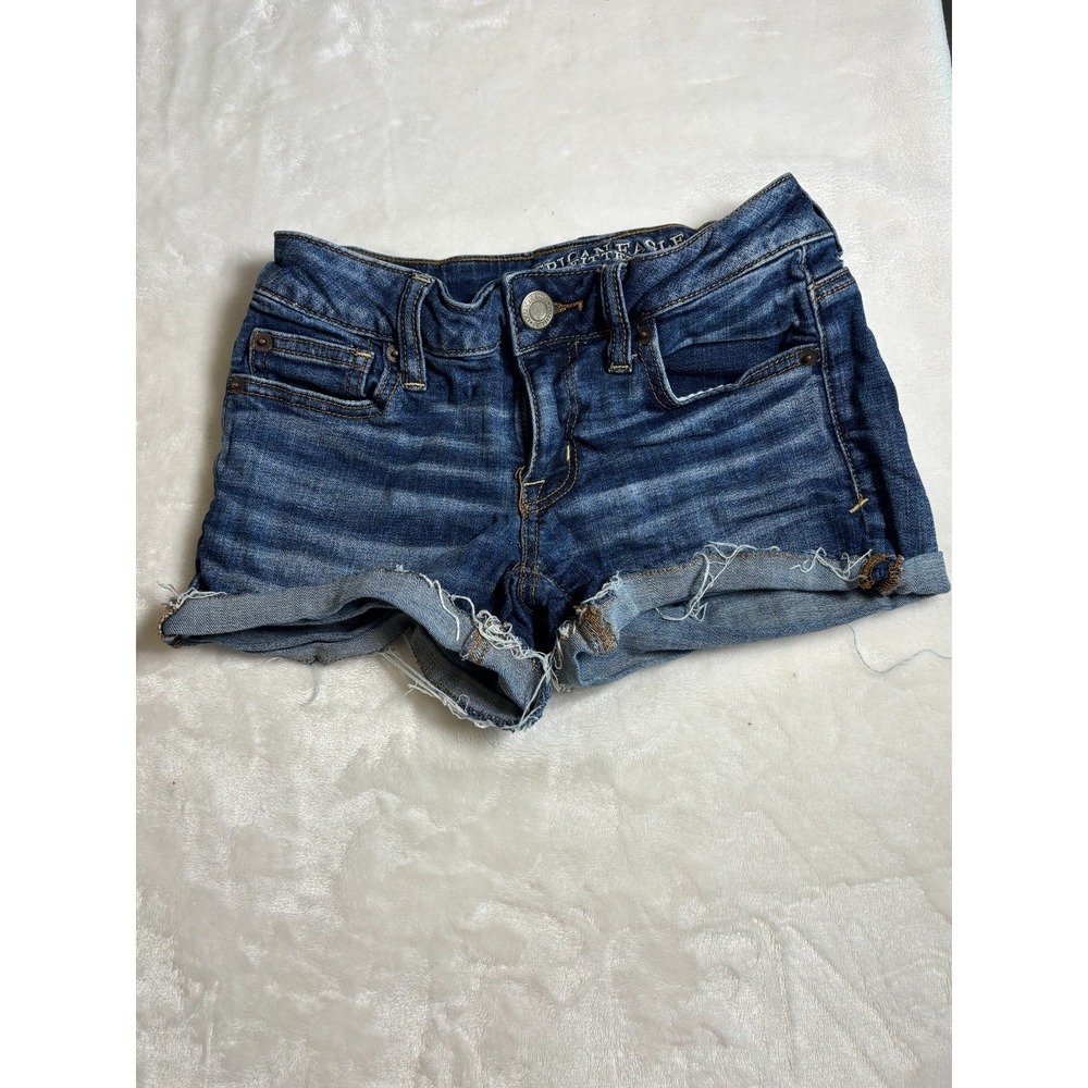 American Eagle Outfitters Shortie Cut Off Shorts Womens 4 Blue‎ Cotton Stretch